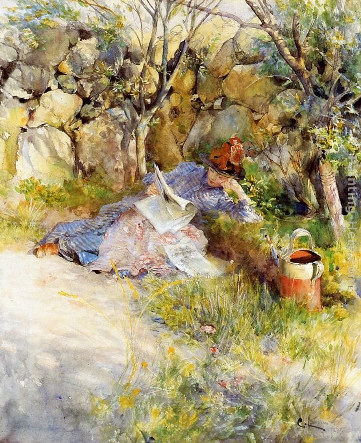 Carl Larsson A Lady Reading a Newspaper
